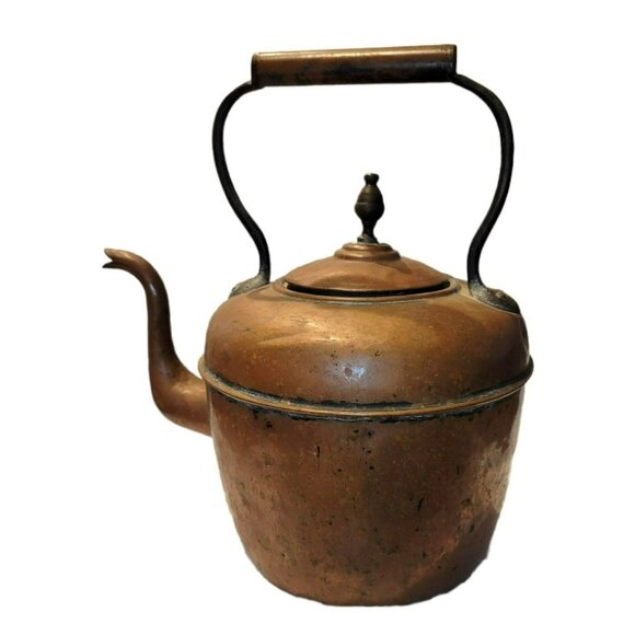 Antique Copper Teakettle English Early 20th Century Classic Handled Lidded JS408 - Picture 2 of 16